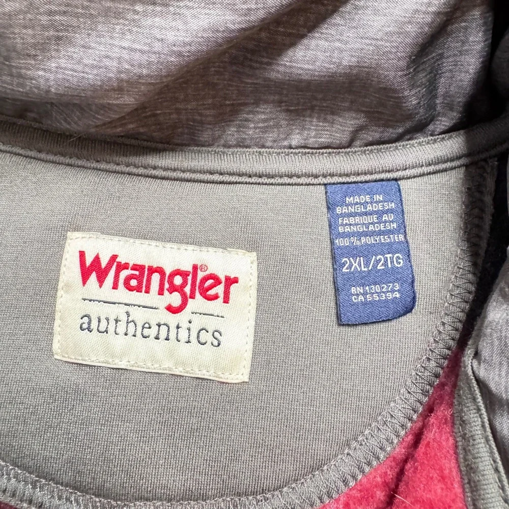 Wrangler Authentics Mens Red Black Buffalo Plaid Fleece Quarter Zip Pullover 2XL